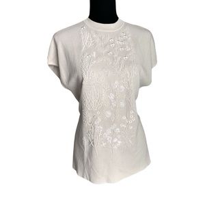 Anne Klein Cream Woman’s Large embroidered and beaded sweater.